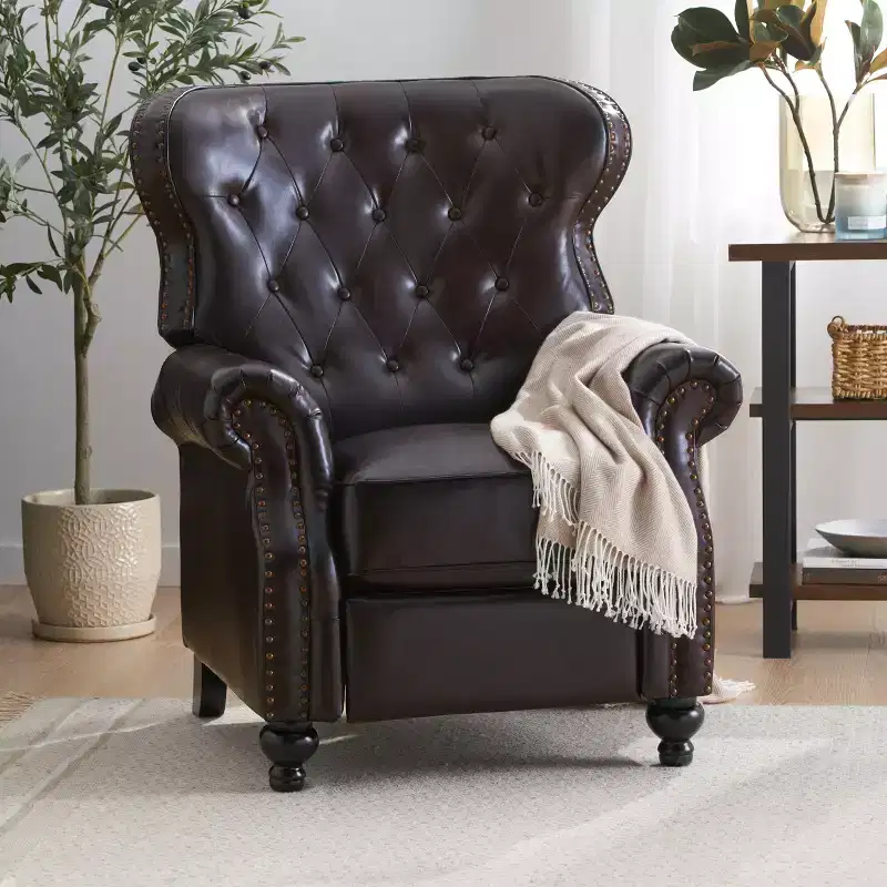 Walder Contemporary Upholstered Tufted Pushback Recliner