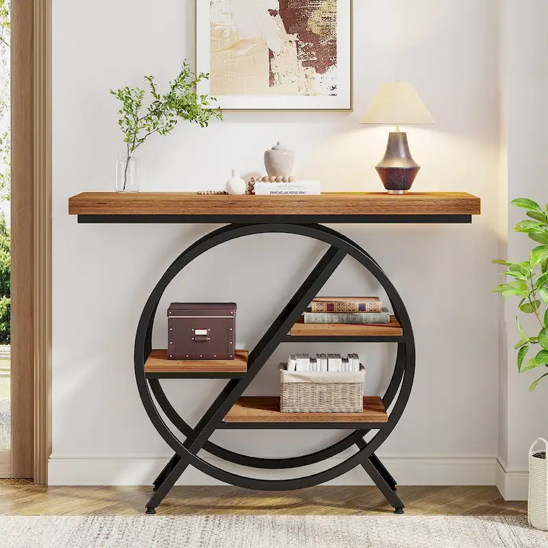 39.4-Inch Console Table, 4- Tier Industrial Entryway Table