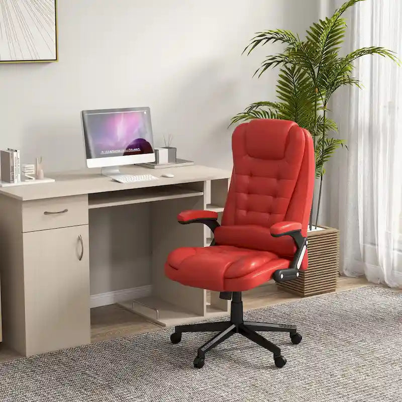 High Back Vibration Massage Office Chair with 6 Vibration Points, Beige