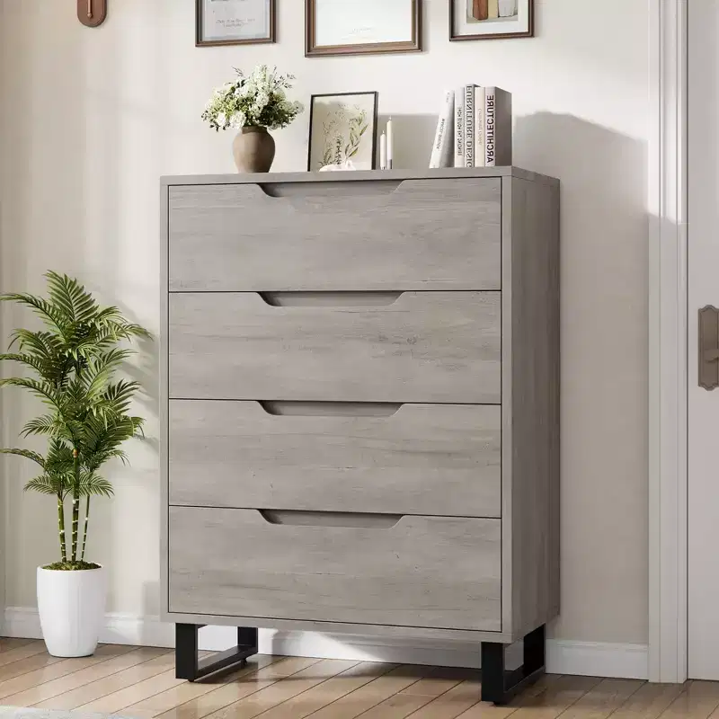 Tall 4-Drawer Dresser, Freestanding Vertical Storage Cabinet for Bedroom, Closet, Living Room, Hallway, or Entryway