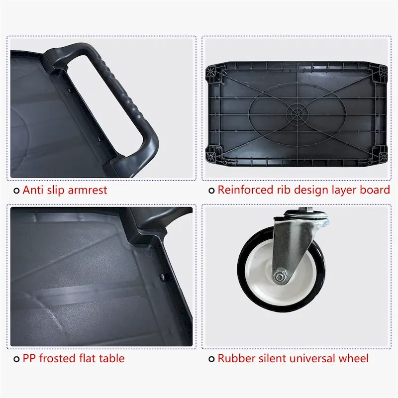 3 Layer Thickened Plastic Mobile Kitchen Cart with Metal Frame