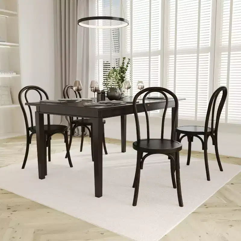 Emma and Oliver Set of 2 Solid Wood Thonet Style Stack Dining Chairs