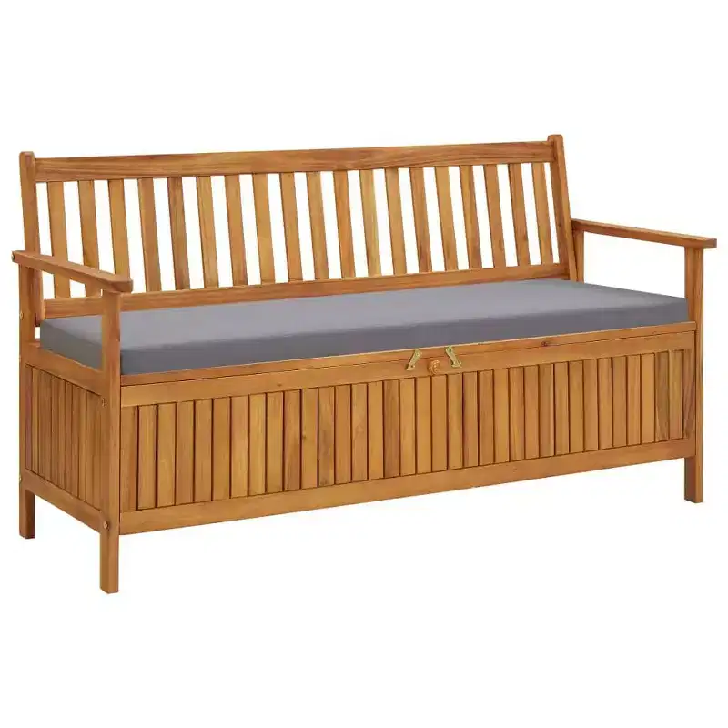 vidaXL Patio Storage Bench with Cushion 58.3 Solid Acacia Wood