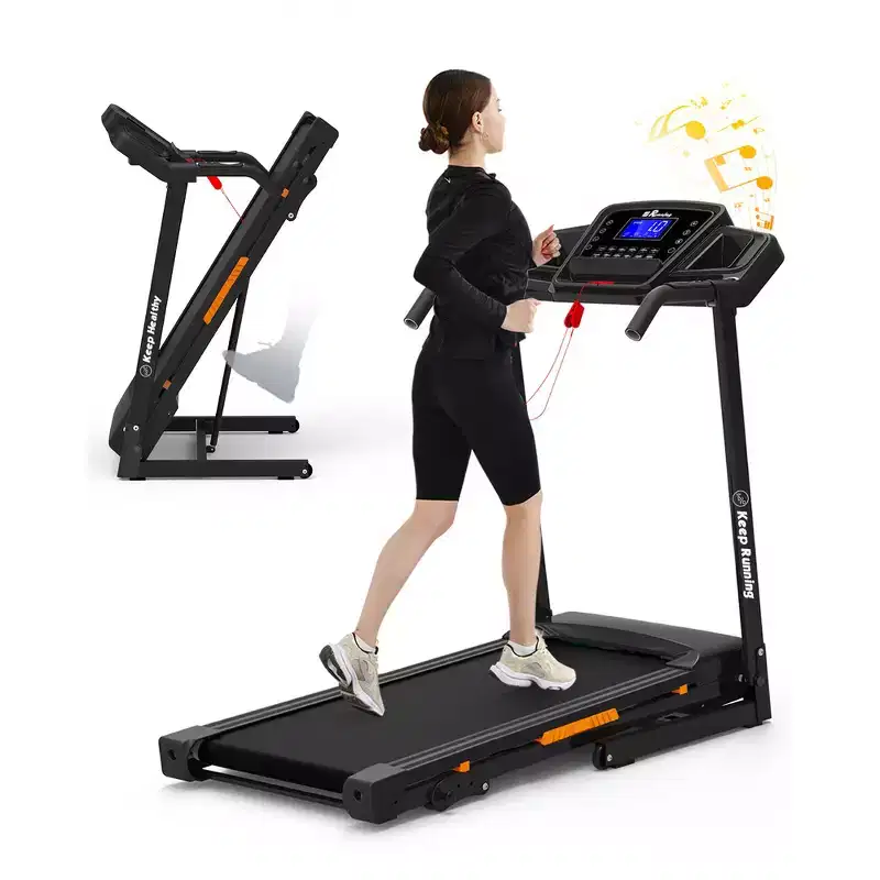Whisen Electric Foldable Treadmill, 3.5HP Workout Running Machine Walking with 12 Preset Programs, Incline, Handrail Controls Speed