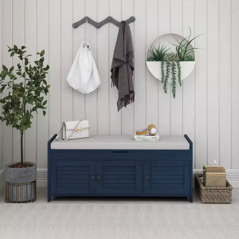 AndMakers 43.5 in. Bedroom Bench with 3 Doors