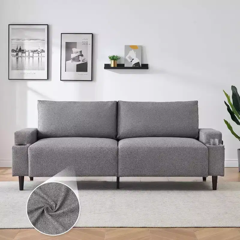 80.7''Modern Fabric Sofa Recliner Sofa for Living Room Armrest Cushioned Sofa