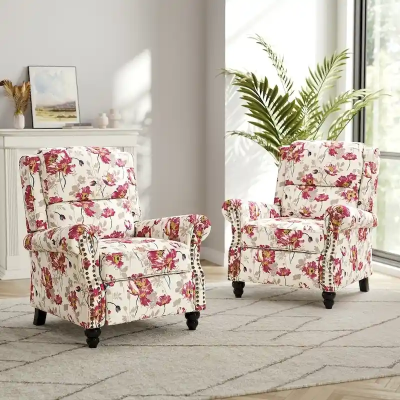 2 Set Modern Padded Seat Recliner Chair with PU Leather/Fabric