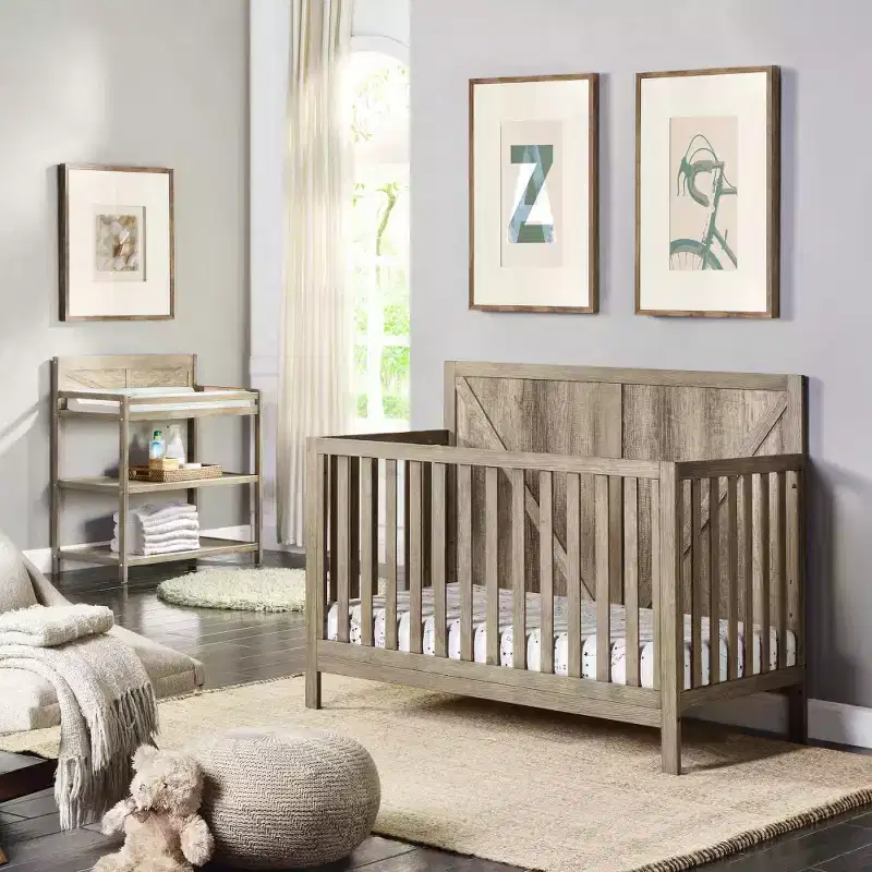 Whisen Baby Changing Table, Coordinates with Baby Crib, Safe & Timeless - Chestnut