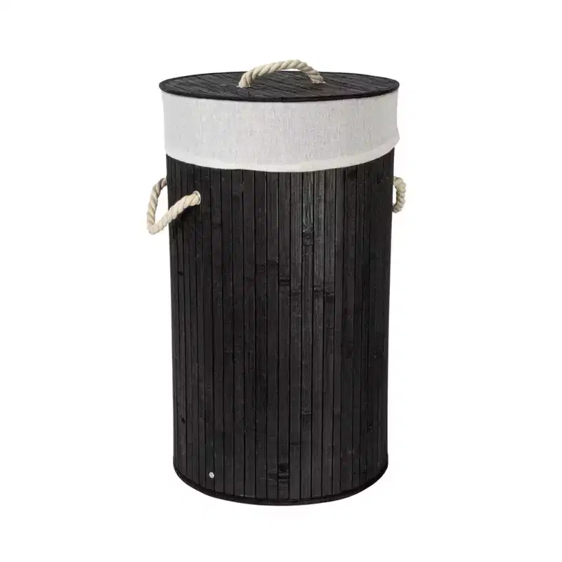 Bamboo Laundry Hamper with Rope Handles, Lid and Removable Machine Washable Laundry Bag
