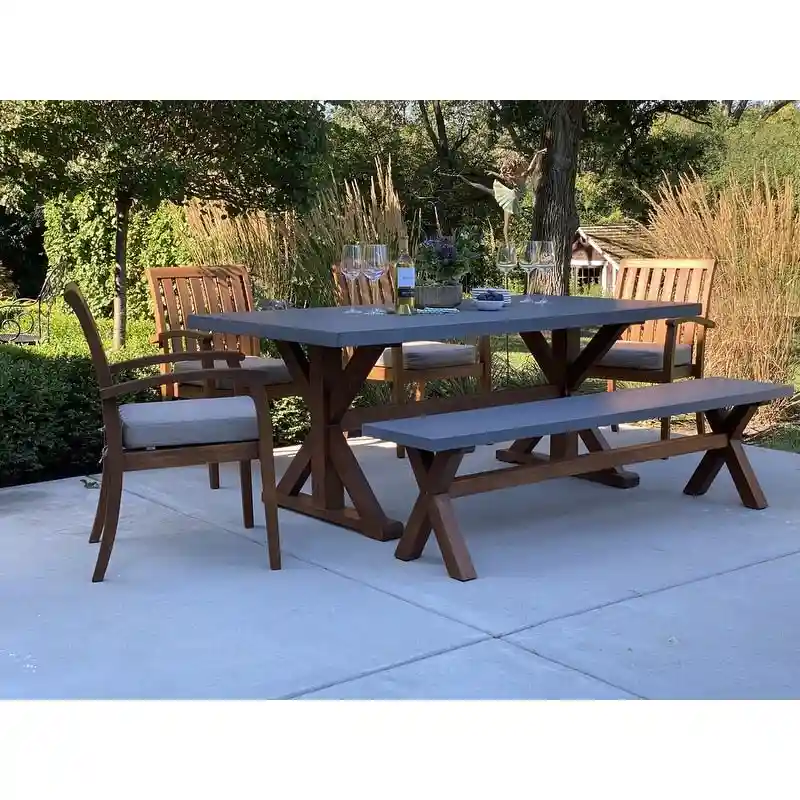 Nadine 6 pc. Eucalyptus and Composite Dining Set with Deluxe Chairs