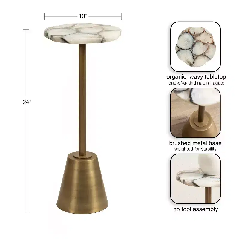 Kate and Laurel Tira Wavy Organic Stone and Metal Table