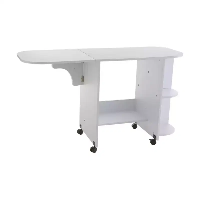 White Expandable Rolling Sewing Table – 1 Person