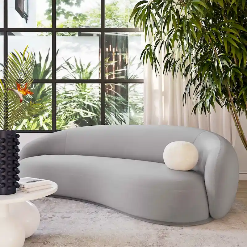Curved Velvet Upholstered Sofa