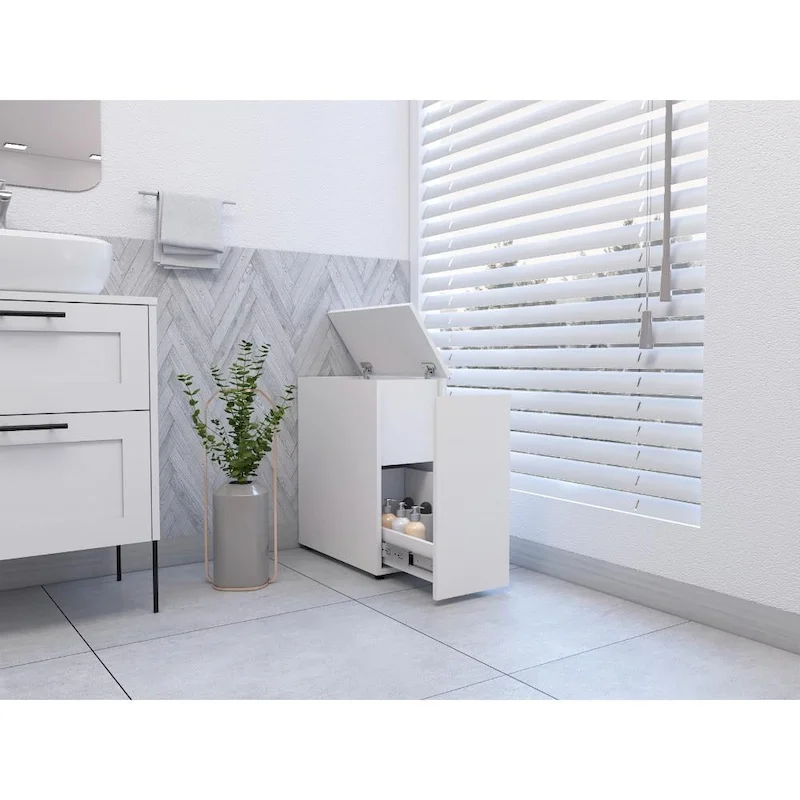 TUHOME Ventus Bathroom Storage Cabinet with Liftable Top and Drawer