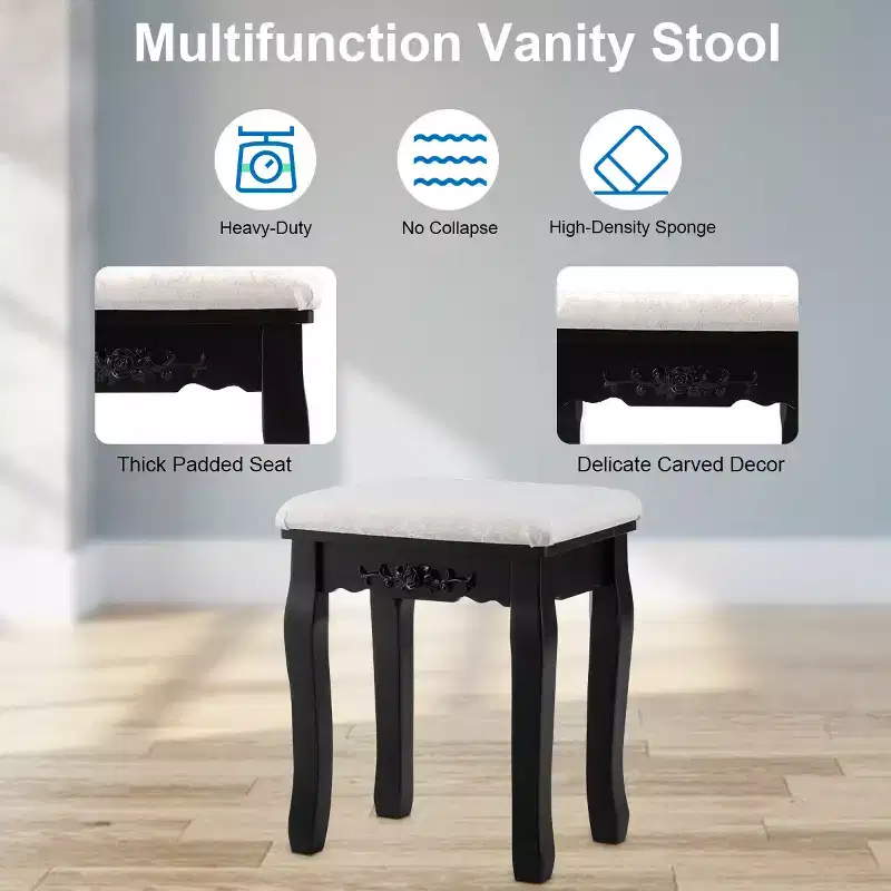 Costway Vanity Table Table 10 Dimmable Bulbs Black White Brown