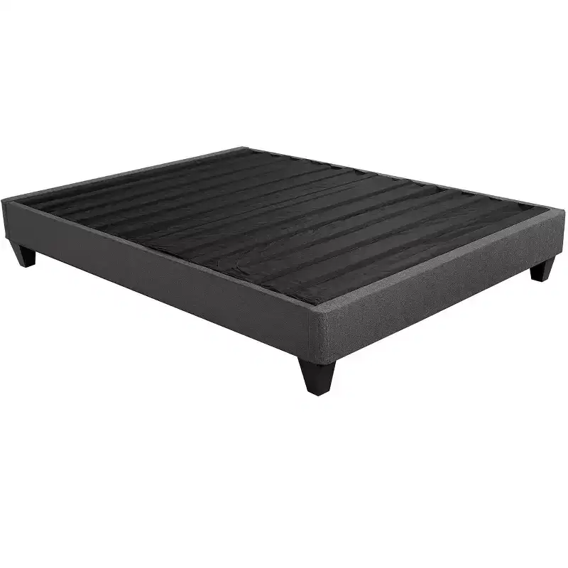 Dark Grey Upholstered Platform Bed Base