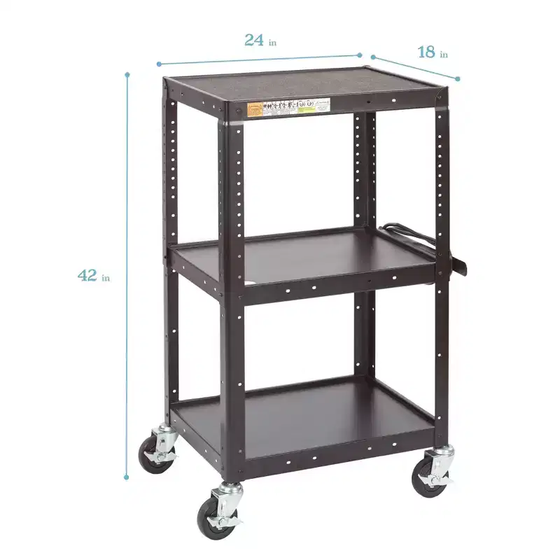 ECR4Kids Mobile AV Media Cart, Technology Trolley, Black