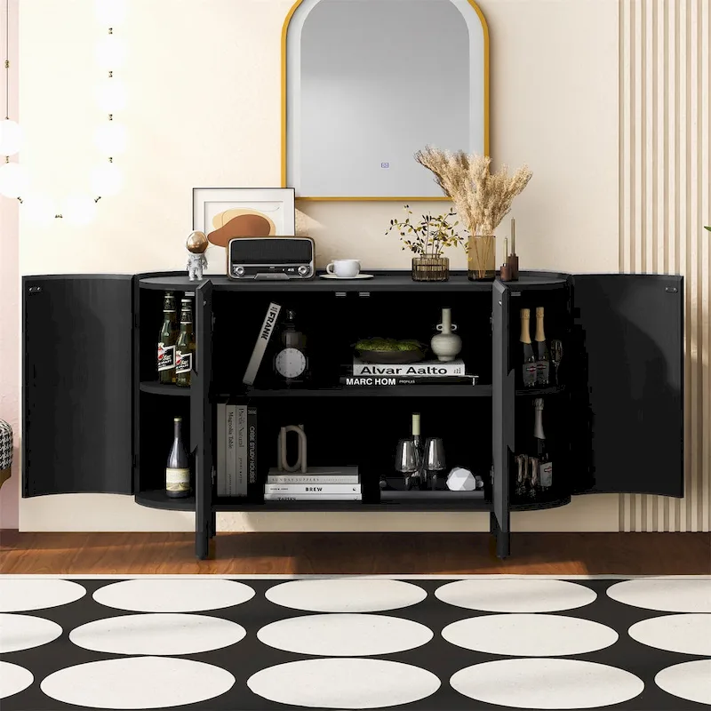 Merax Curved Design Light Luxury Sideboard with Adjustable Shelves