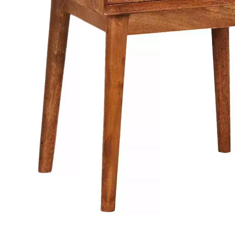 Royal Hampton Bedside Nightstand Table with 2 Drawers and Brass Knobs, Mango Wood Construction