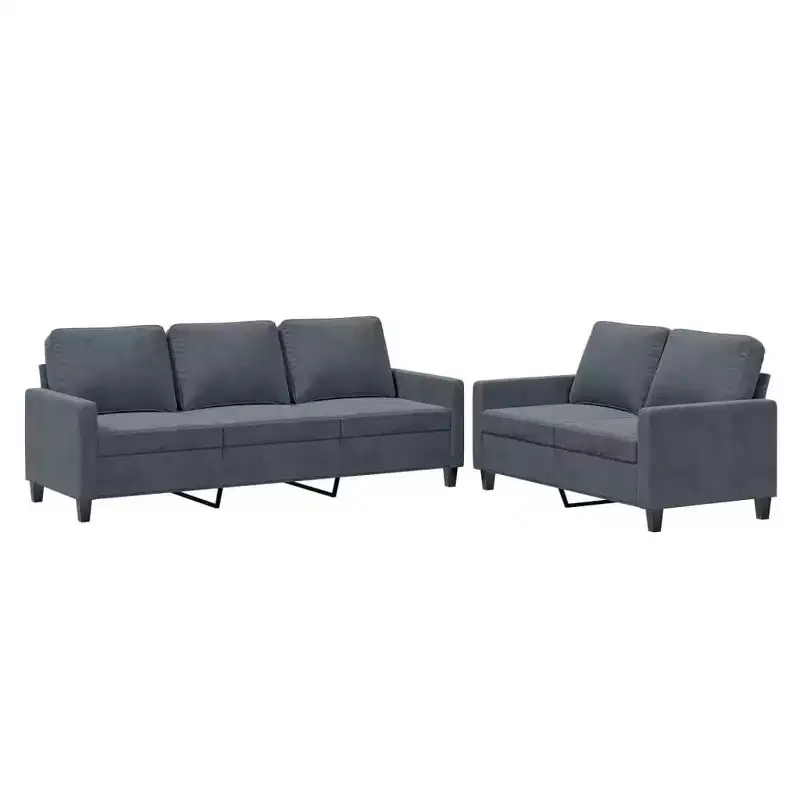 vidaXL Sofa Set with Cushions Couch Armchair for Living Room 2 Piece Velvet