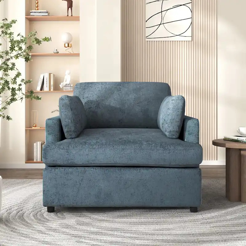 37 Accent Chair with Plastic Legs and Decorative Pillows