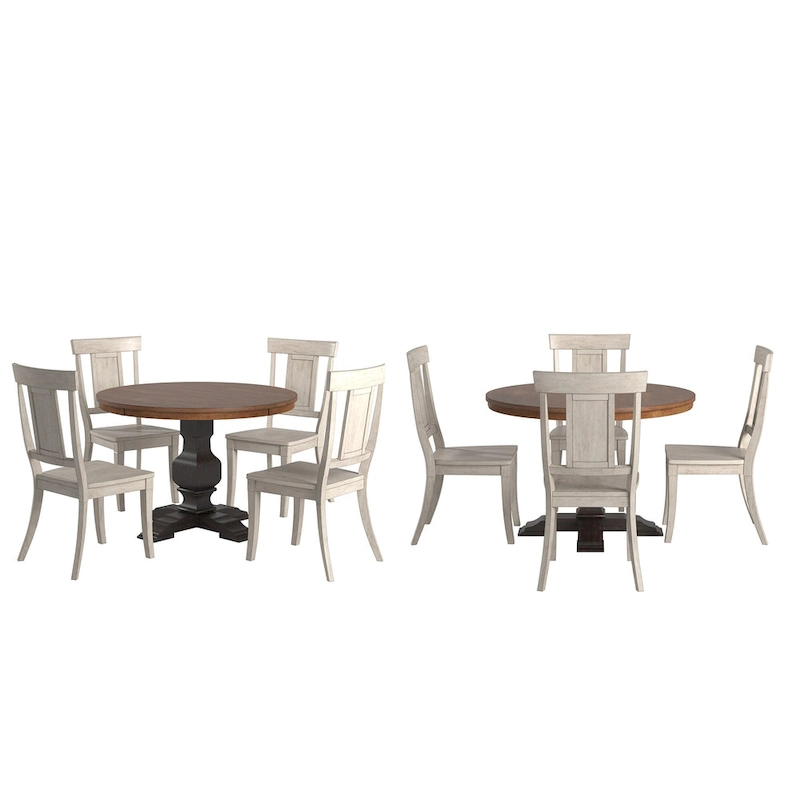 Ronda 45 Round Solid Wood Top Dining Set with Panel Back Chairs