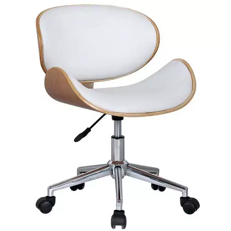 Brown White and Silver Adjustable Height Swivel Rolling Office Chair