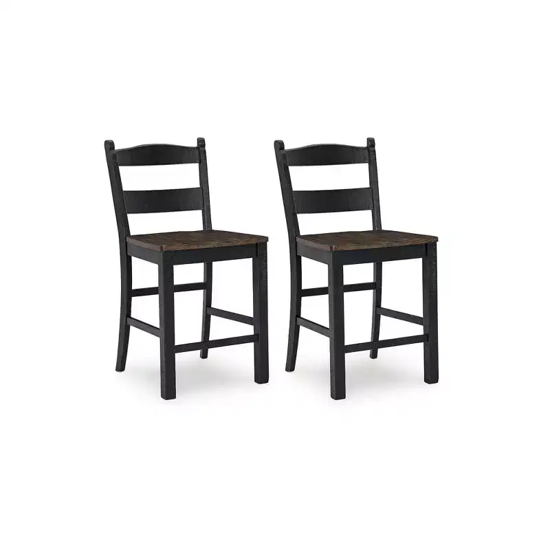 Signature Design by Ashley Valebeck Counter Height Bar Stool, Set of 2, Black/Brown