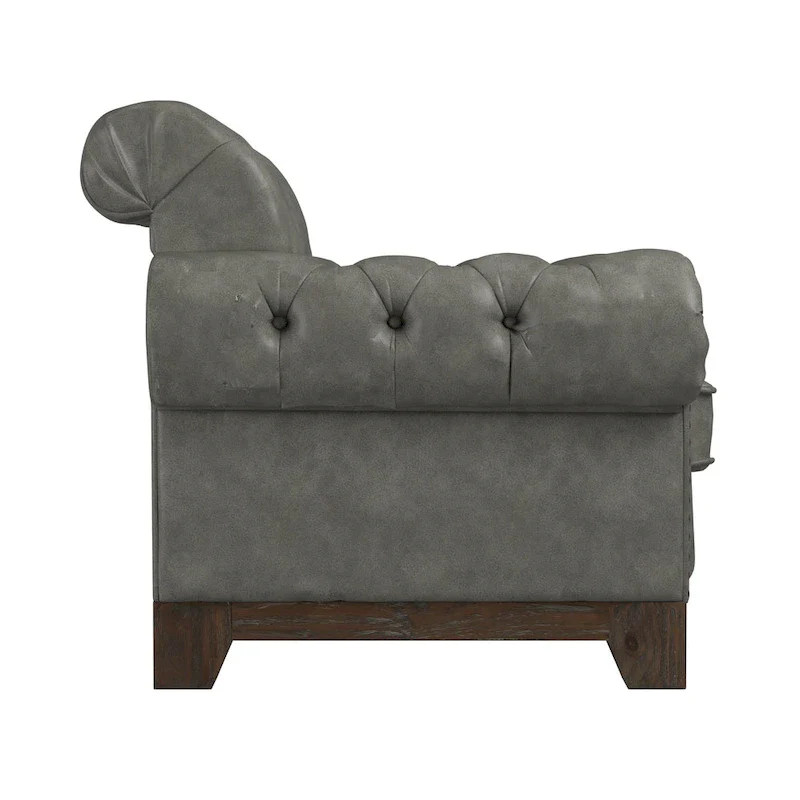Tufted Scroll Arm Accent Chair with Nailhead Trim