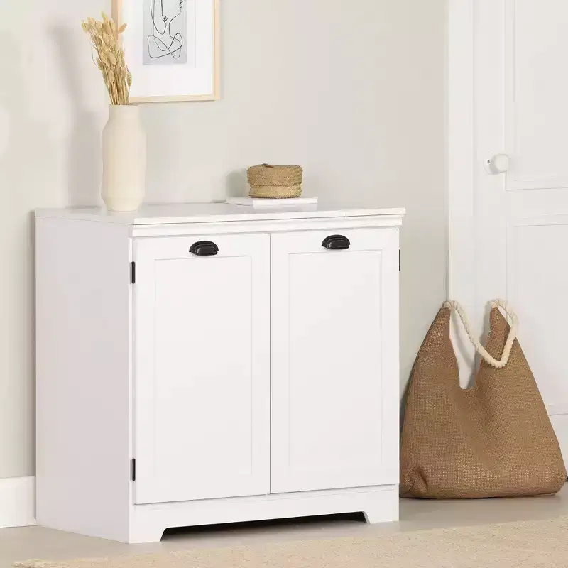 2 Door Farnel Storage Cabinet Pure White - South Shore: Farmhouse Style, Adjustable Shelves