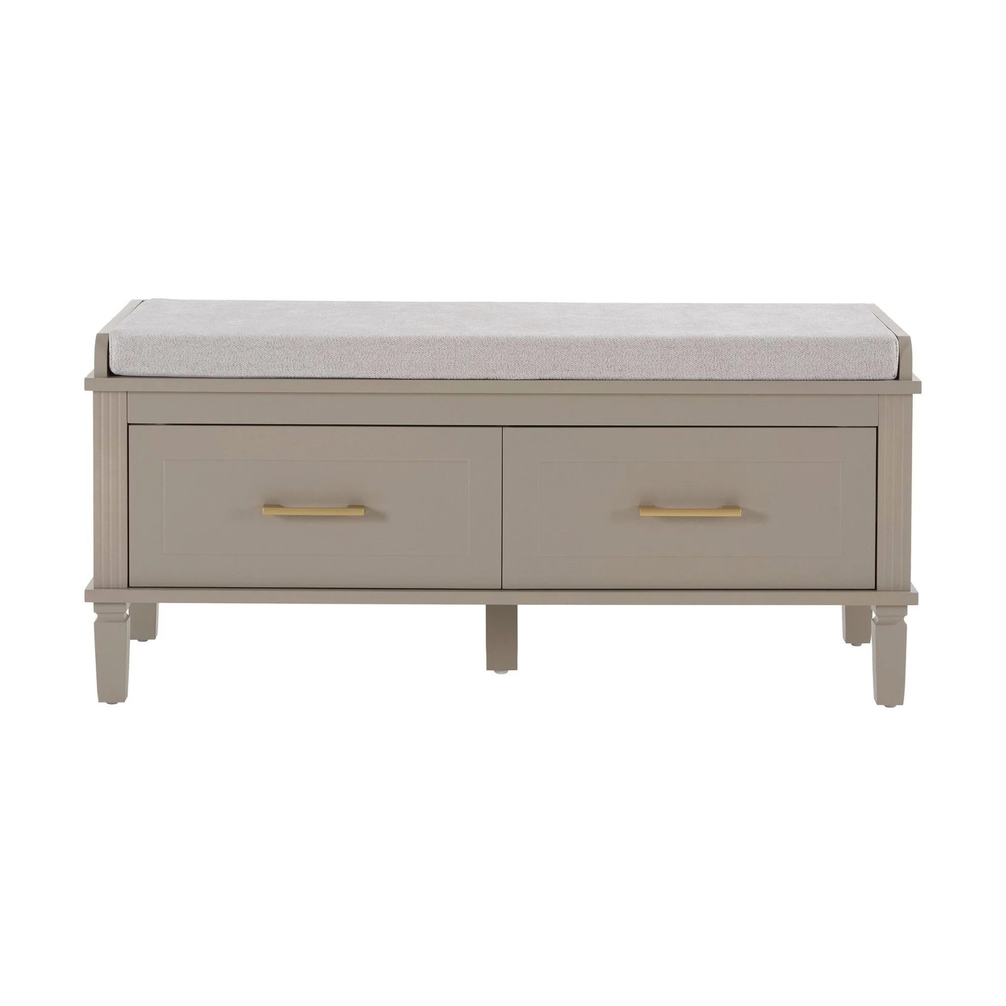 Classic Taupe Painted Storage Cabinet with Upholstered Seat for Hallway