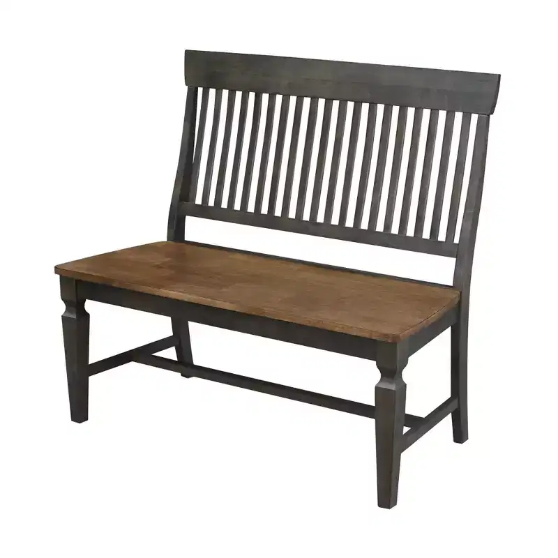 Vista Slatback Bench Hickory Brown - International Concepts: Solid Wood, Kitchen, Dining, Unupholstered