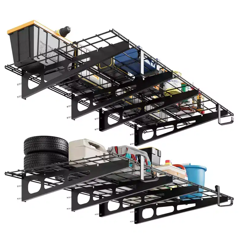 2-Pack Garage Shelving, Wall Shelf Garage Storage Rack Floating Shelves, 2x6FT Heavy Duty Wall Mounted Shelving, Metal Wall Shelves