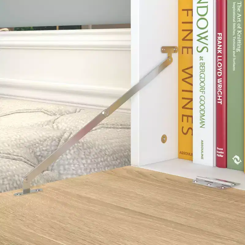 Famapy White Wall-Mounted Bookshelf & Display Rack with Hidden Drop-Down Desk & LED Lighting