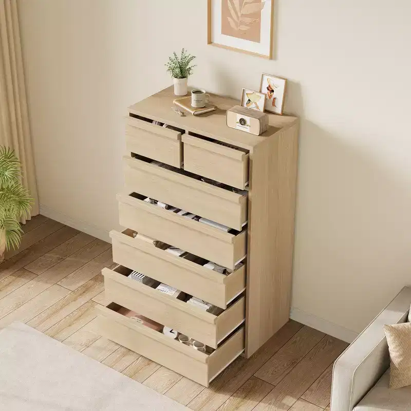 7 Drawer Dresser for Bedroom, 46 Tall Modern 7 Chest of Drawers with Large Drawers Storage, Wooden Dresser Organizer for Home, Office
