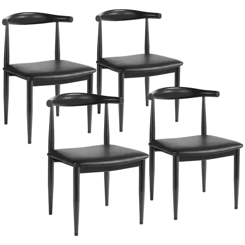 Yaheetech Set of 4 Modern Dining Chairs with Metal Legs, Black