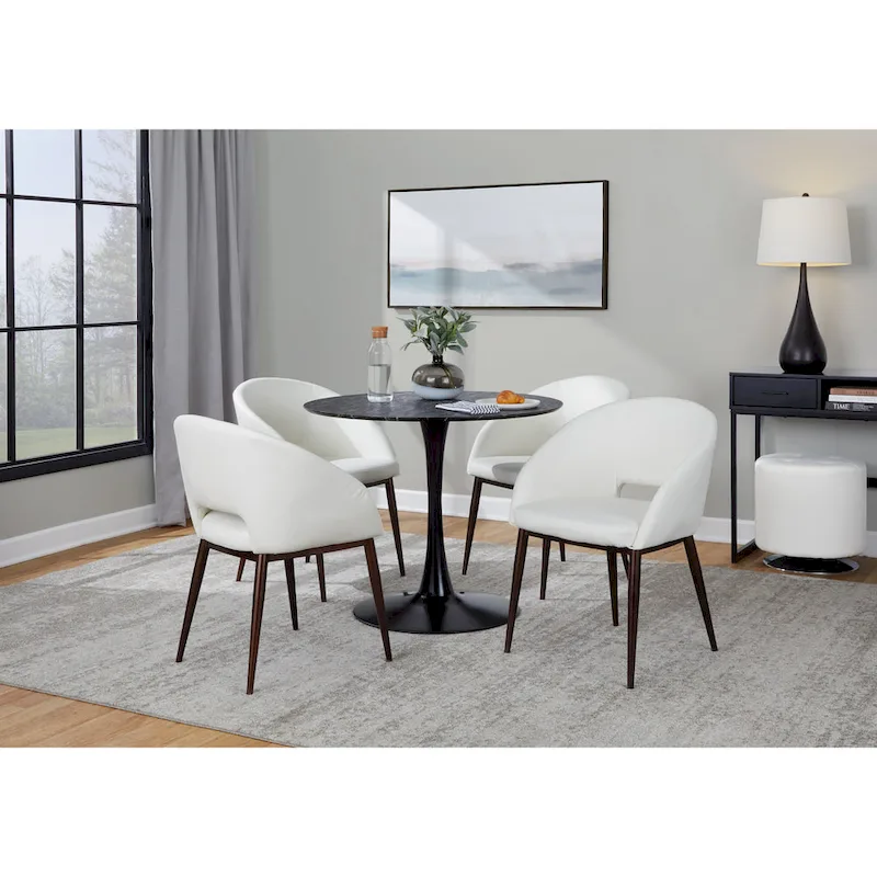 Upholstered Dining Chair with Copper Metal Legs