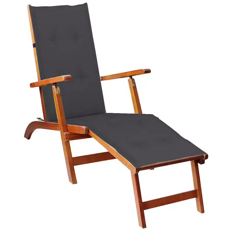 vidaXL Deck Chair Solid Acacia wood Standard Foldable Deck Chair