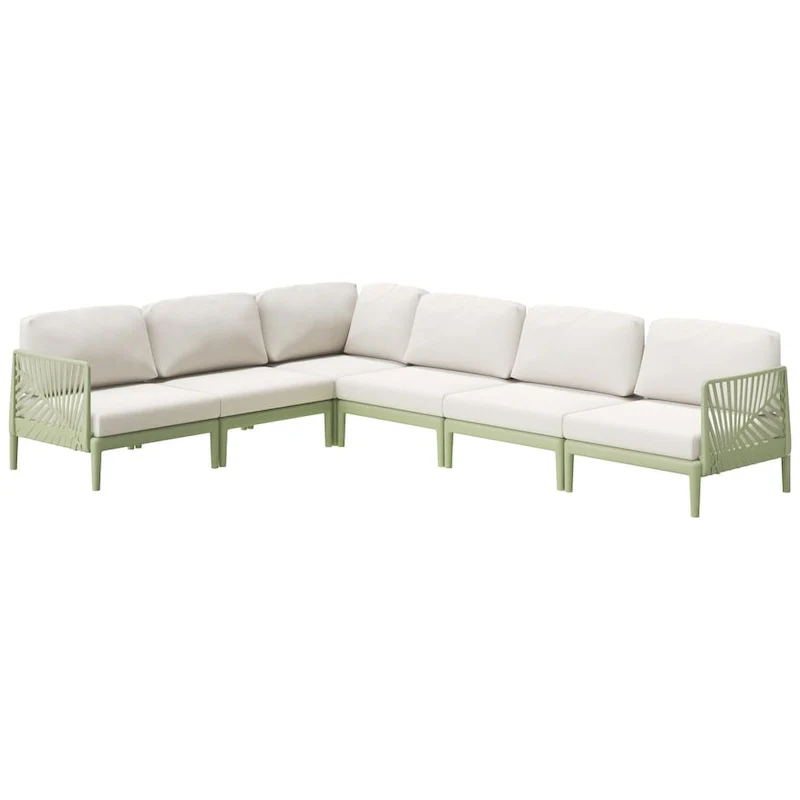 Frond and Form 6-Person Outdoor Patio Sectional with Cushions