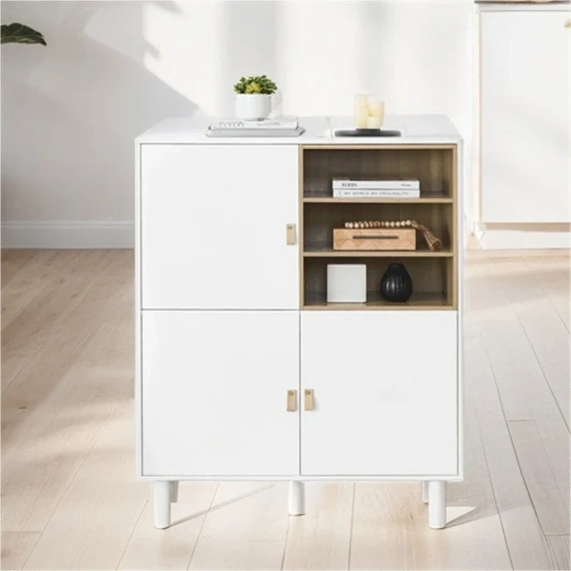 Modern Wood Sideboard Cabinet with Round Legs and Shelf