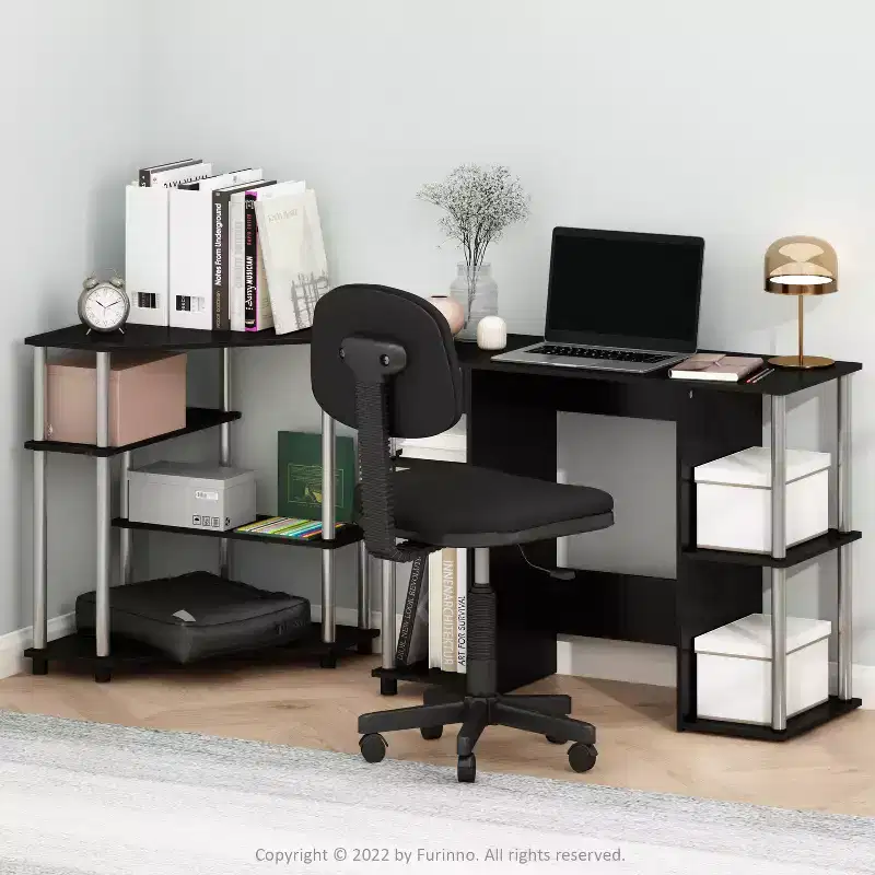 30 in.H Brown Color Paulownia Wood Computer Desks with Hutch Storage