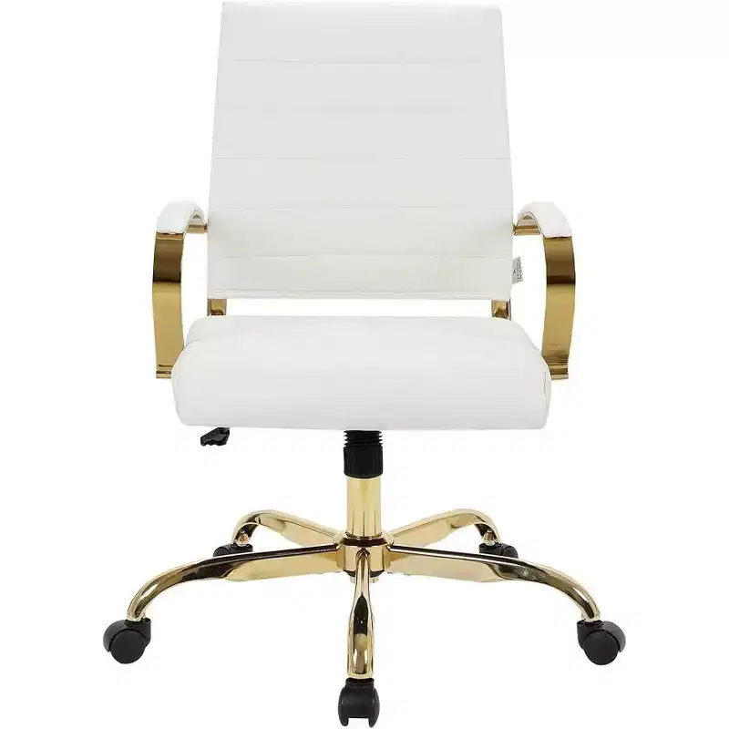 23 in.H Fixed Height Beige Faux Leather Seat Material with Swivels Office Chairs