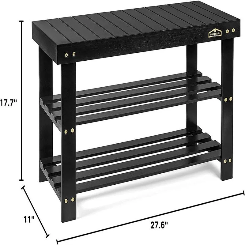 3 Tier Shoe Rack Small Bench - 11D x 27.6W x 17.7H