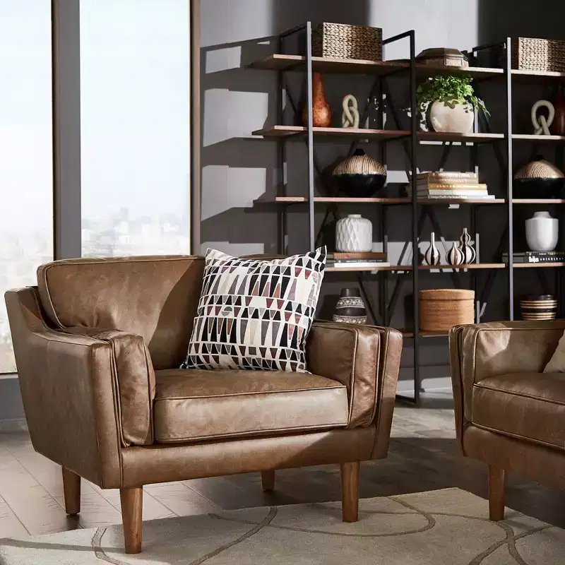 Oxford Leather Accent Chair - Tan
