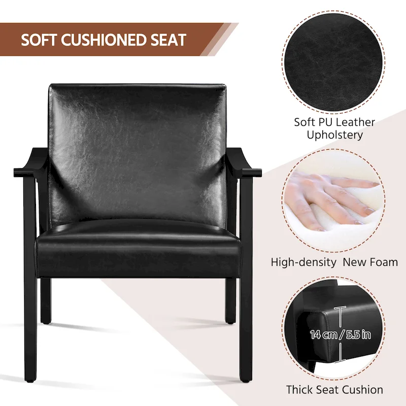 Yaheetech Upholstered Accent Chair Boucle Armchair with Solid Wood Legs - 24.5 L  28 W  29 H