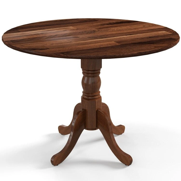 Wooden Dining Table with Round Tabletop and Curved Trestle Legs - 39.37 x 39.37 x 28.74