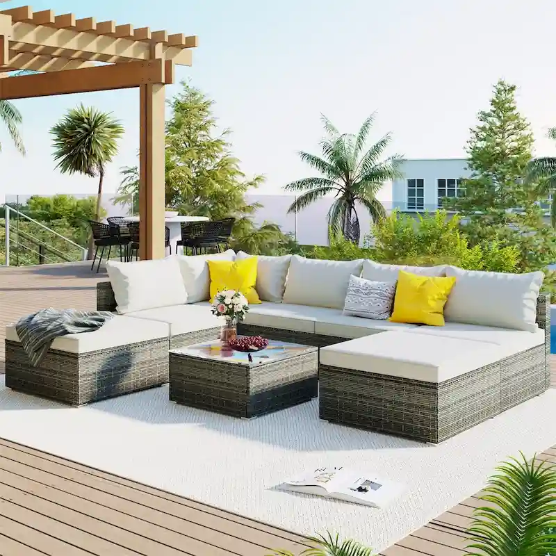 Leisure Zone 8-Piece Outdoor Patio Sectional Sofa Sets