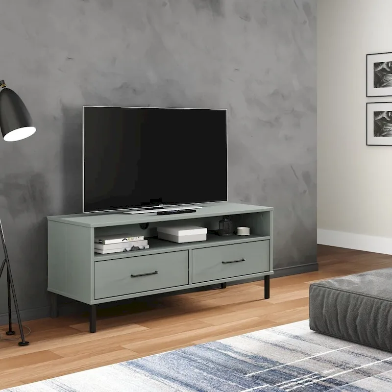 Solid Pine Wood TV Console Stand | OSLO Style | 41.7x15.7x18.3 Inch | Rustic Industrial