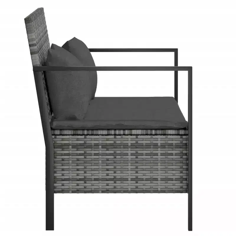 vidaXL Garden Bench Black PE rattan 2-Seater Garden Bench Rectangular