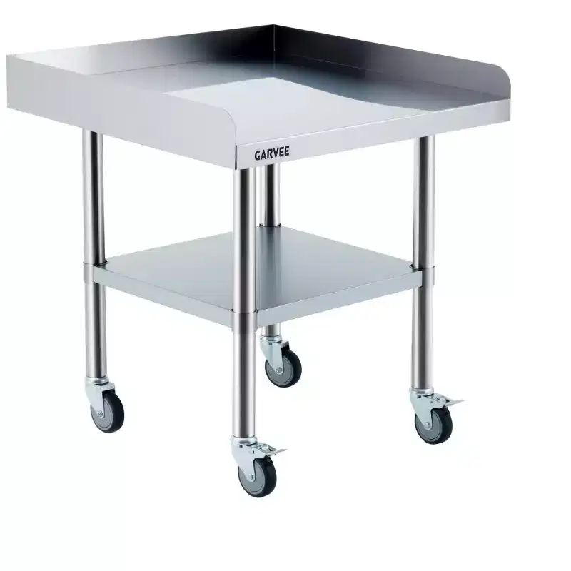 Undershelf Stainless Steel Workbench with Wheels, Heavy Duty Adjustable Work Table Galvanized, Commercial Kitchen Garage Workshop